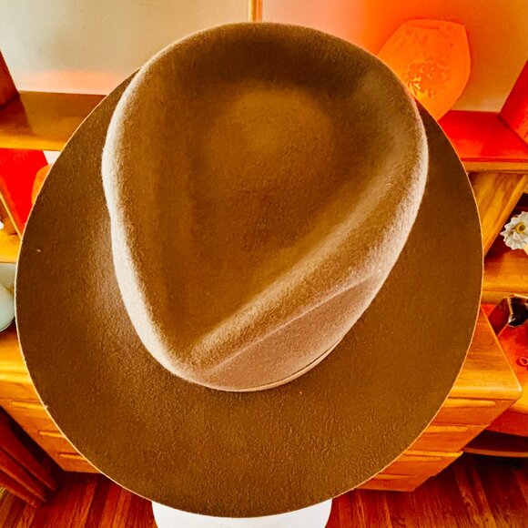 Gigi Pip Miller 100% Australian Wool Brown Fedora M/L Suede Band Women's Hat EUC - Picture 1 of 16